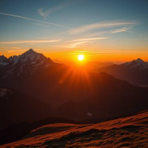 Ein atemberaubendes Landschaftsfoto der Schweizer Alpen bei Sonnenuntergang, aufgenommen von Studentin Laura Keller.