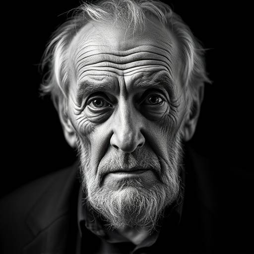 Ein ausdrucksstarkes Schwarzweiss-Portrait eines älteren Mannes, fotografiert von Dozent Dr. Andreas Meier.